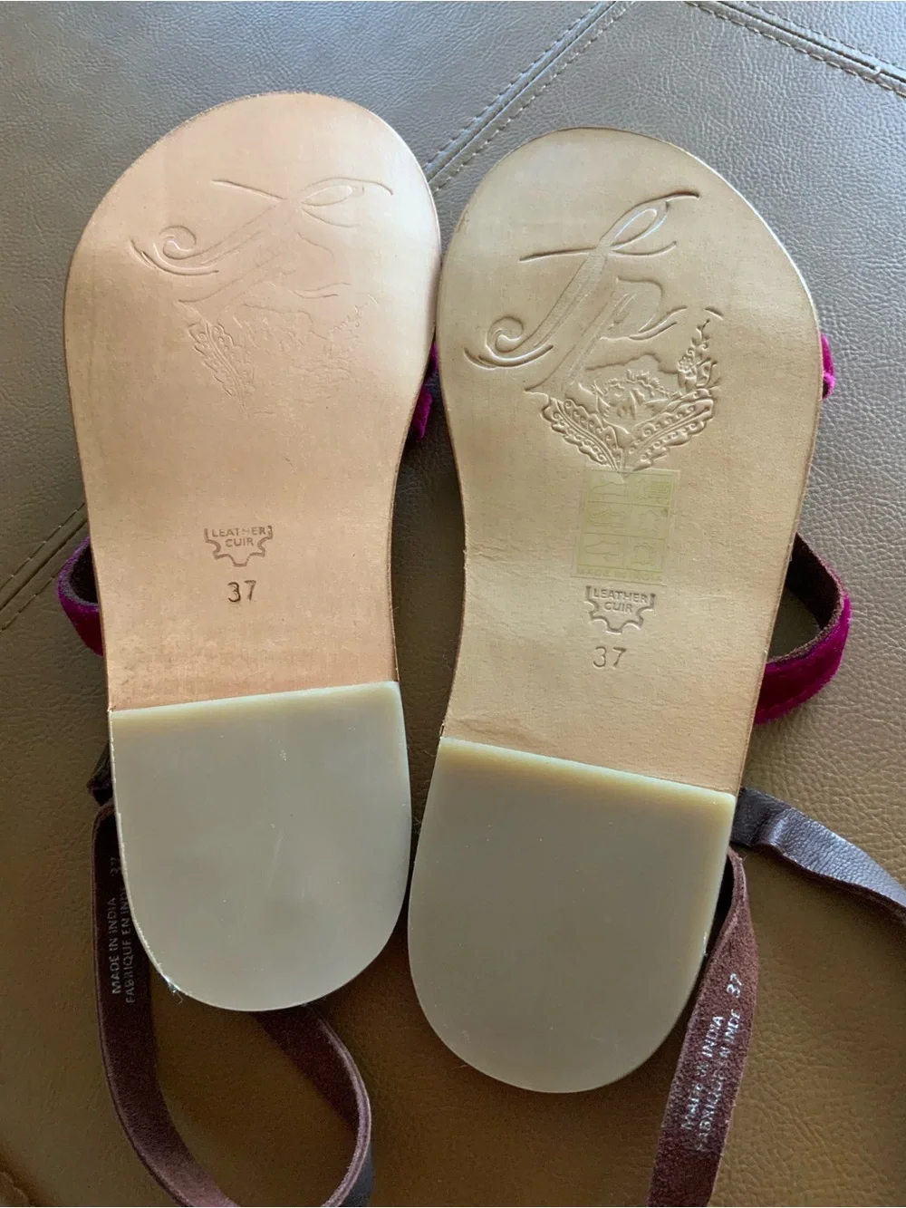 Free People Fuchsia Velvet Strappy Toe-Ring Sandals
